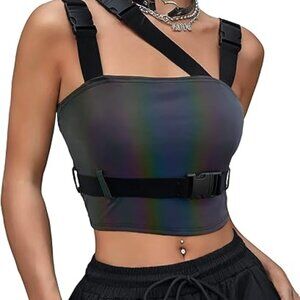 Women's Buckle Tank Tops Sleeveless Tube Crop Cami Top